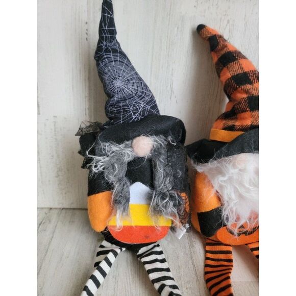 Halloween plush gnome Shelf sitting which candy corn set home decor - Picture 3 of 8
